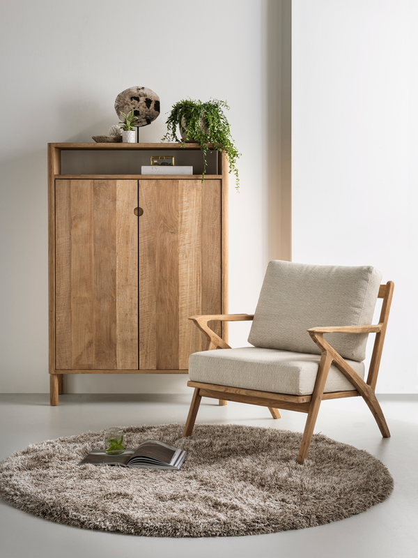 DTP Home Cupboard Apollo low, 2 doors, 1 open rack in a room setting