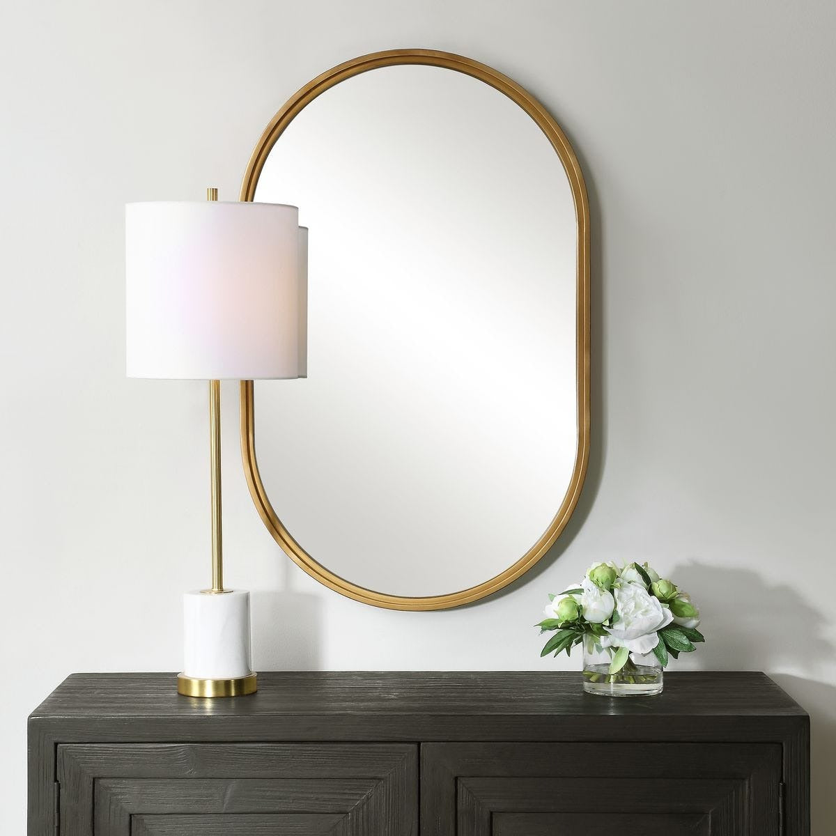 Keiichi Brushed Gold Pill Mirror, view 2