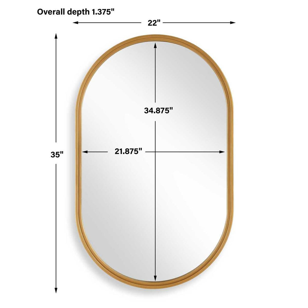 Keiichi Brushed Gold Pill Mirror, view 6