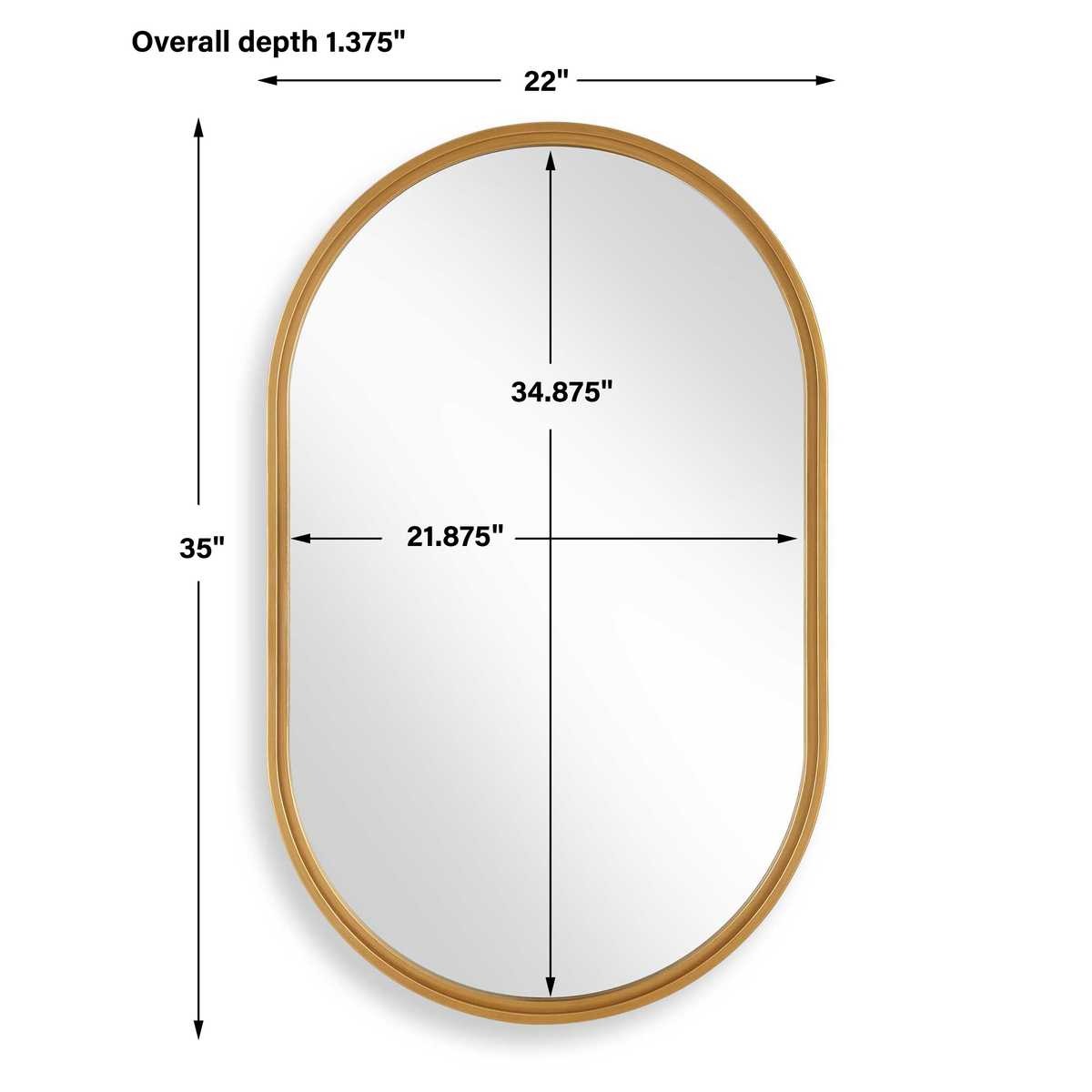 Keiichi Brushed Gold Pill Mirror, view 6
