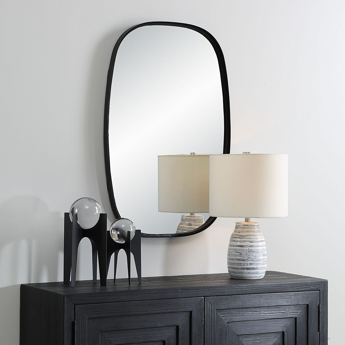 Keiichi Jackson Oval Mirror in Black, view 3