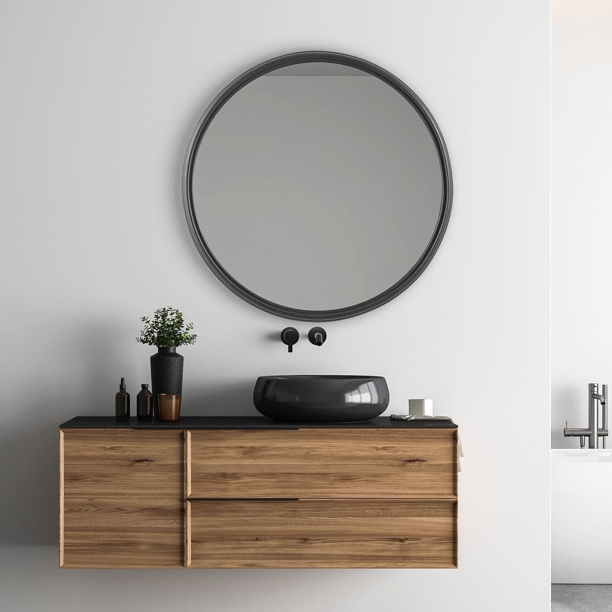 Keiichi Filton Black Round Mirror, view 2