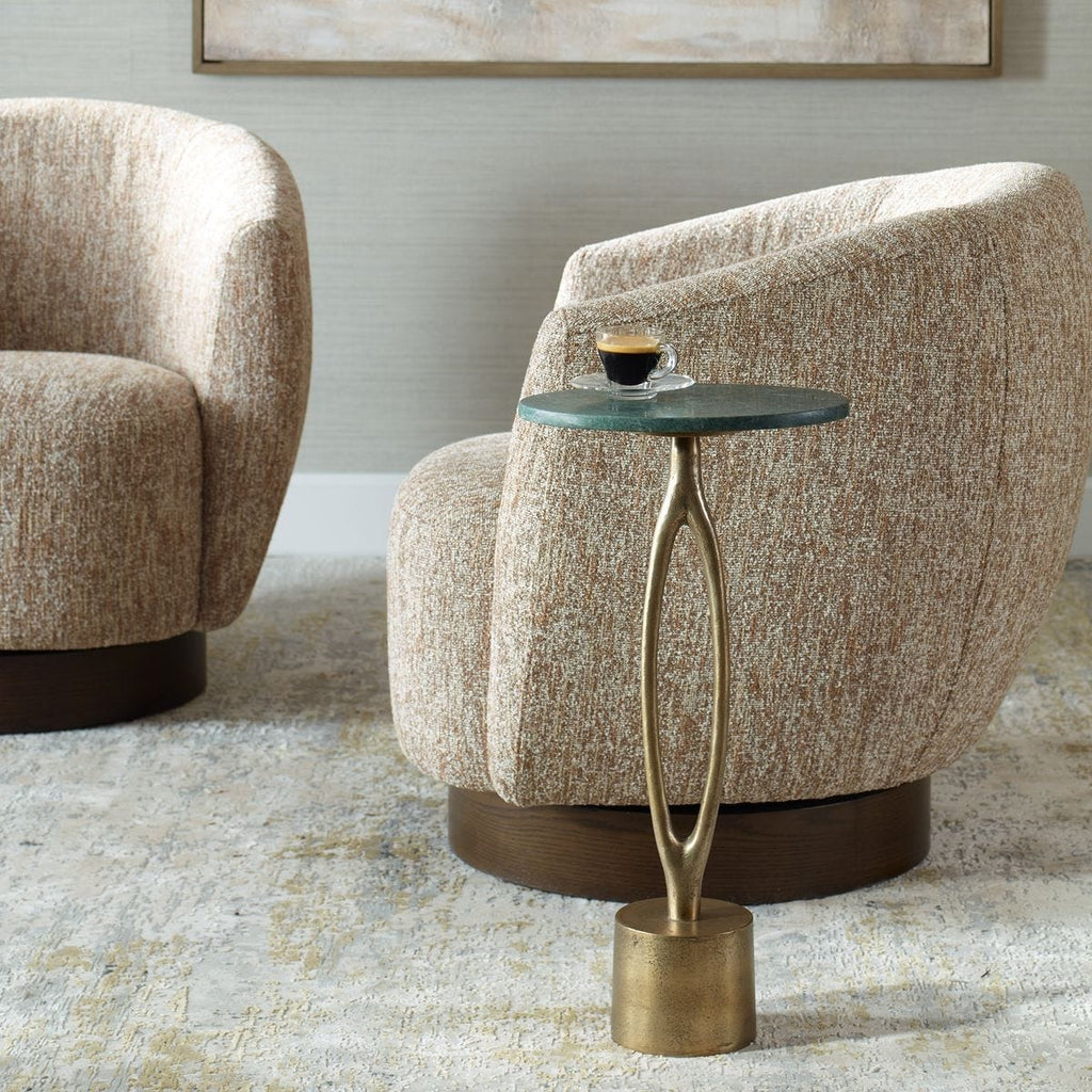Keiichi Green Marble Oval Side Table, view 2