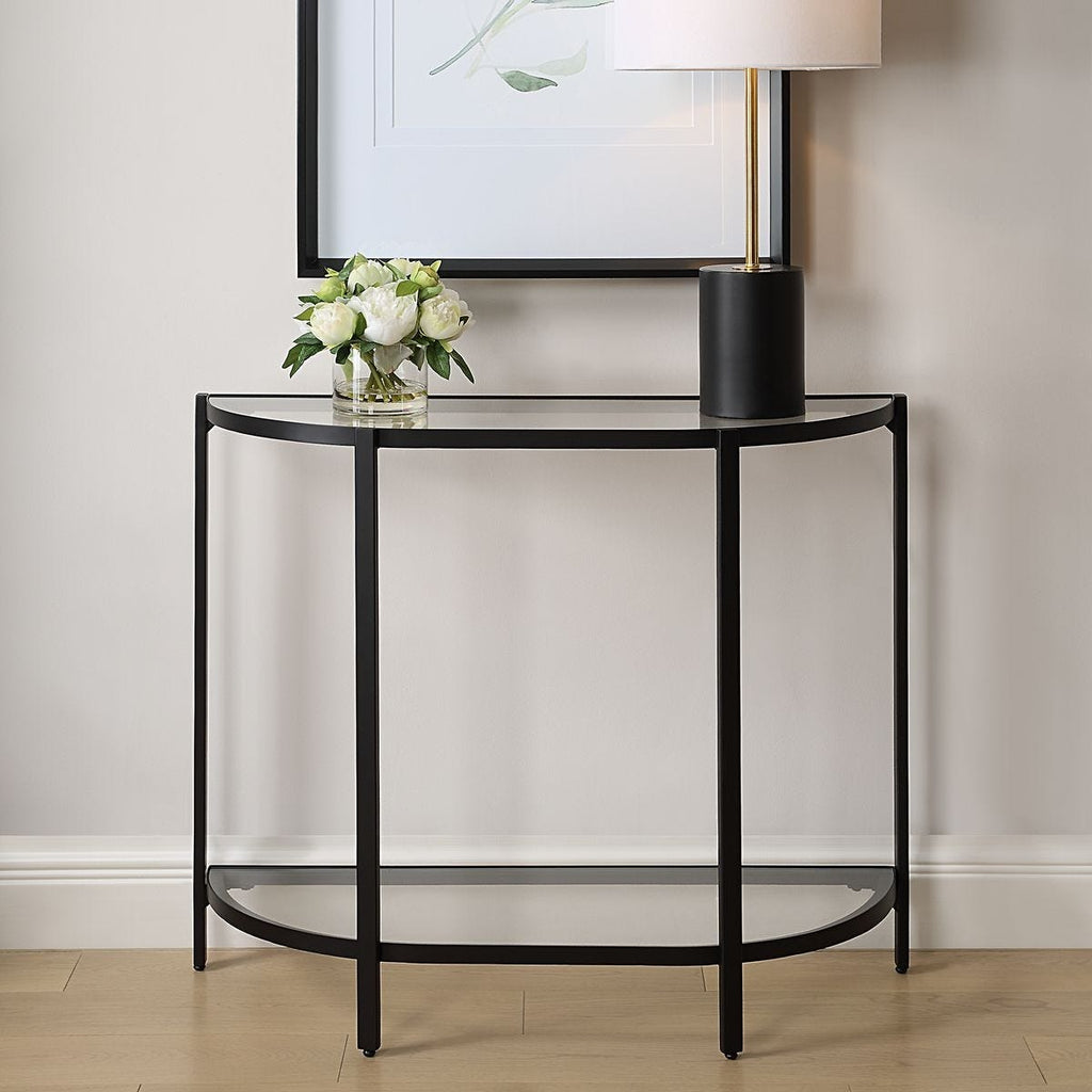 Keiichi Demilune Black Console Table, view 2