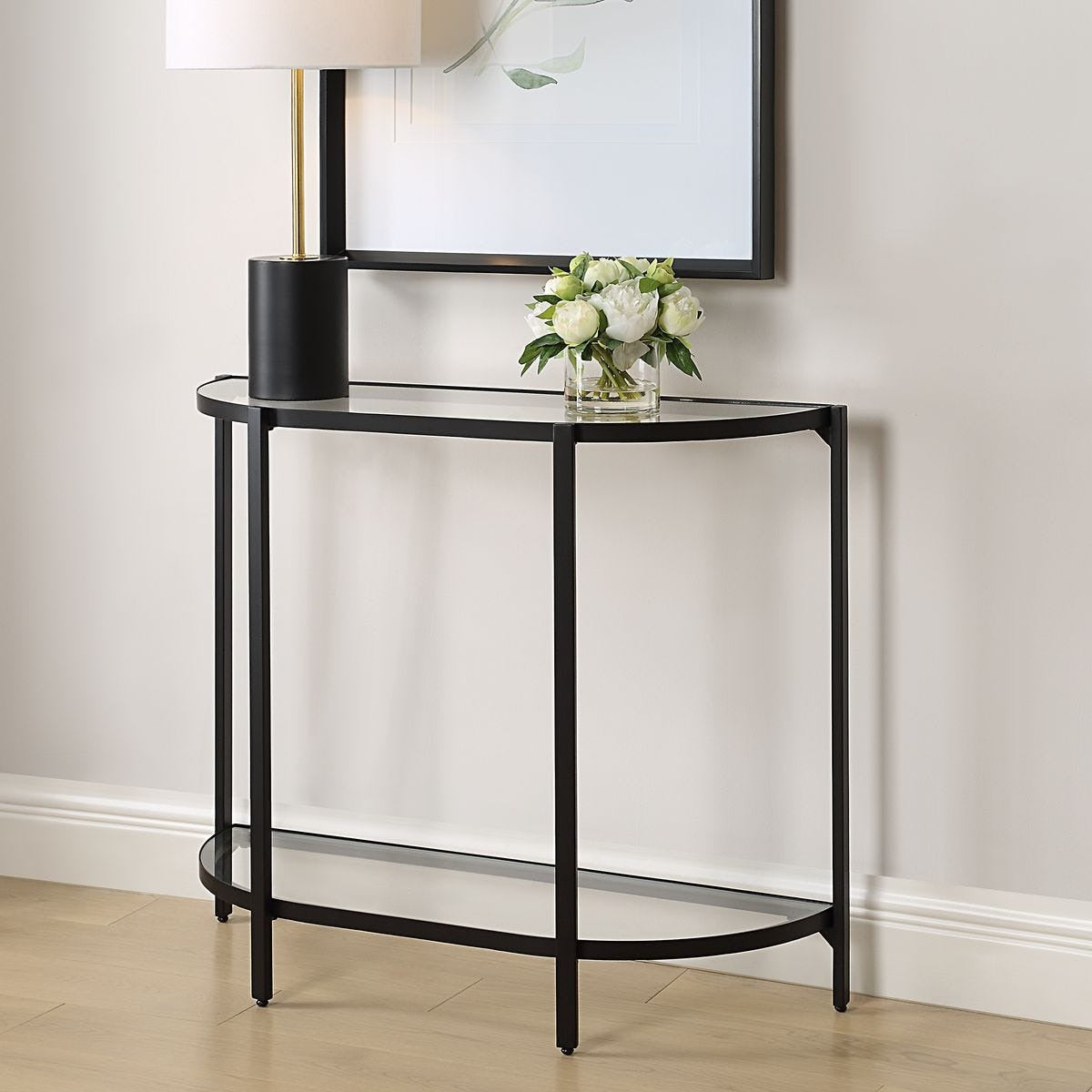 Keiichi Demilune Black Console Table, view 3