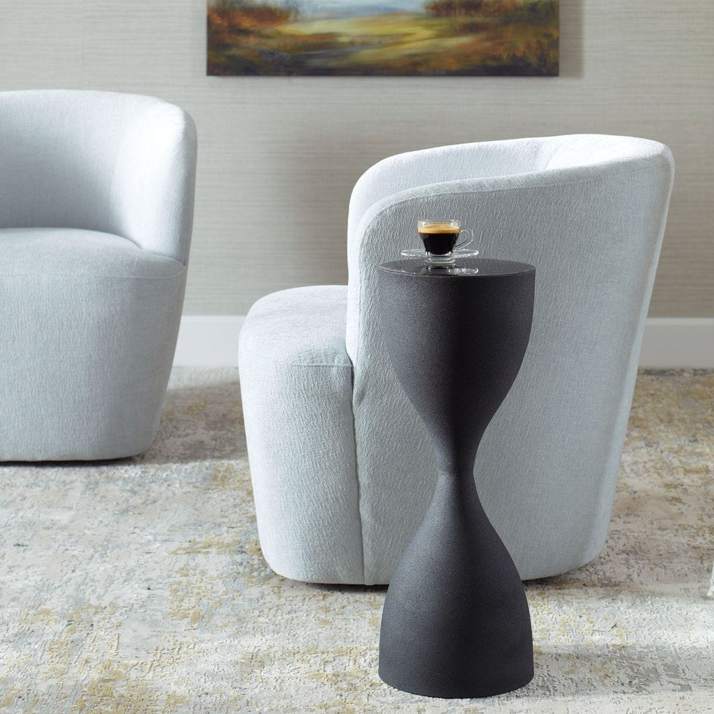 Keiichi Hourglass Black Textured Side Table, view 3