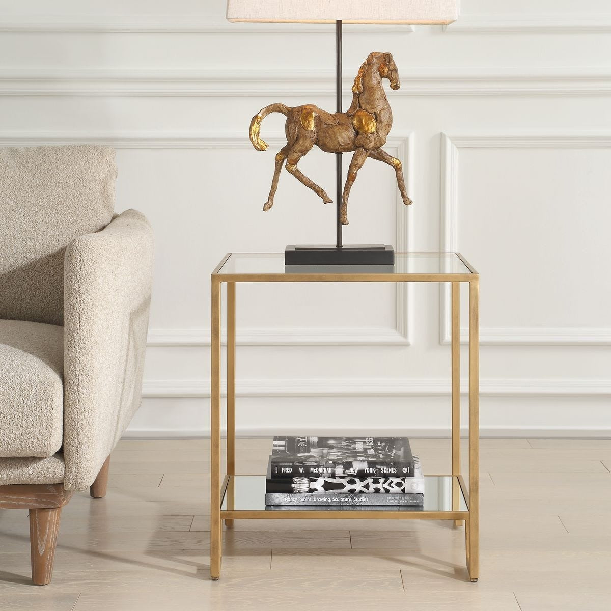 Keiichi Eleanor Two Tier Gold Side Table, view 2