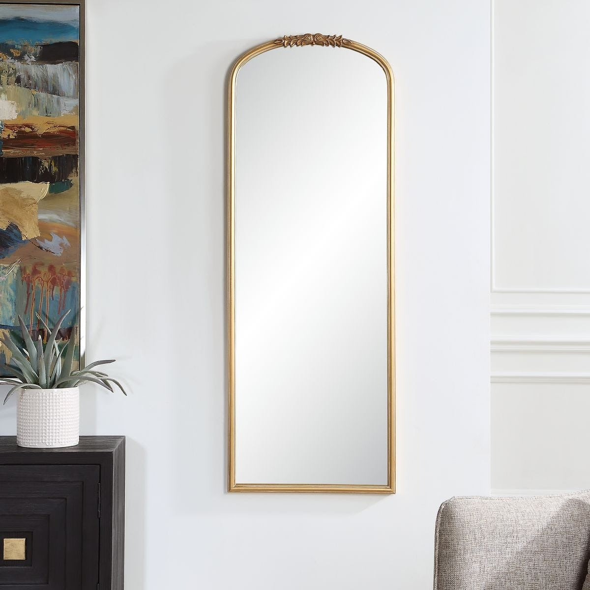 Keiichi Edith Tall Antique Gold Mirror, view 2