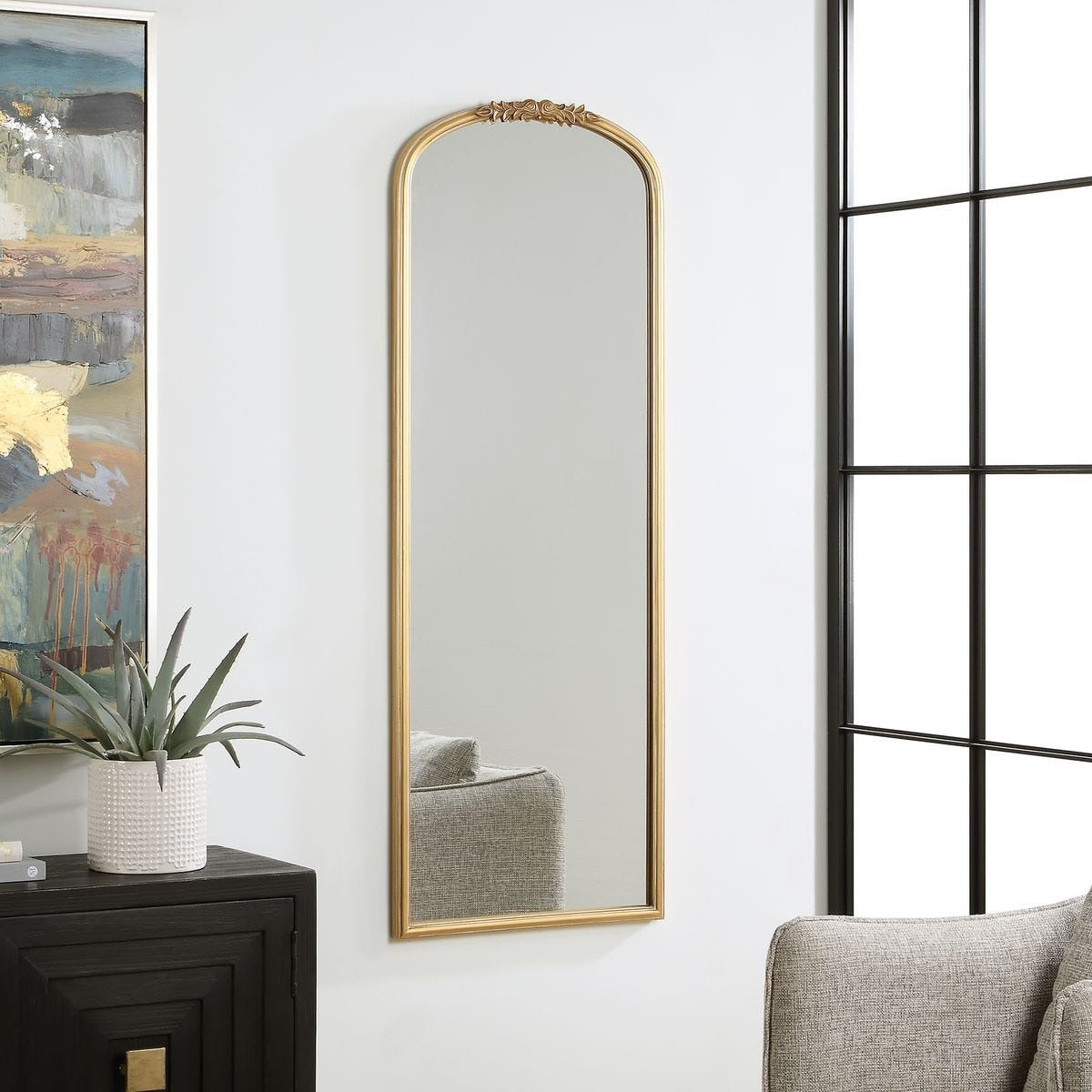 Keiichi Edith Tall Antique Gold Mirror, view 3