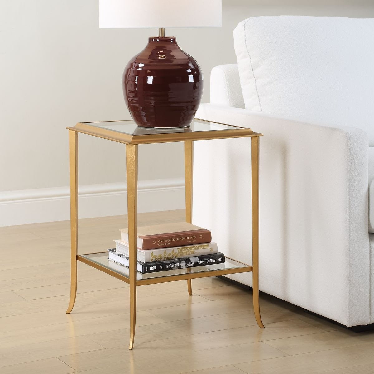 Keiichi Austen Square Gold Leaf Side Table, view 2
