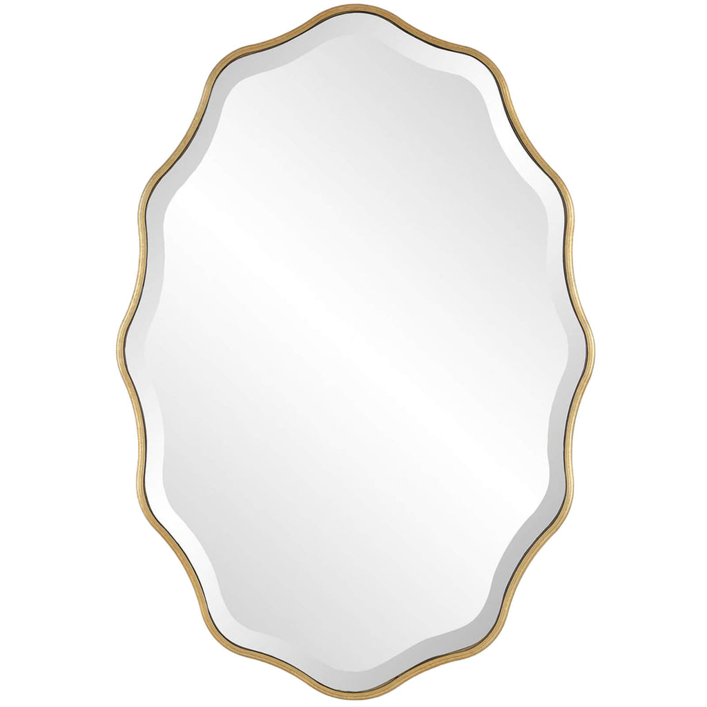 Keiichi Capri Scalloped Oval Mirror in Gold