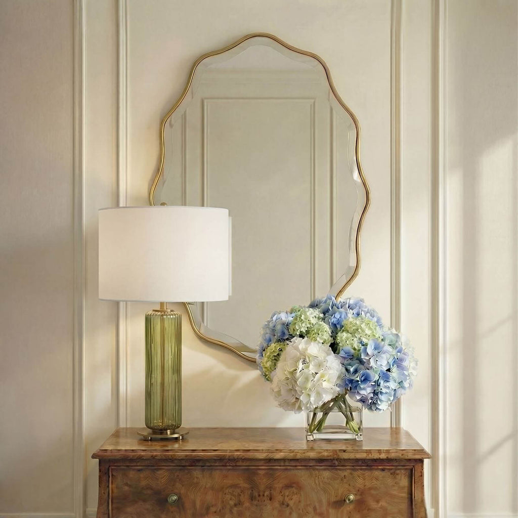 Keiichi Capri Scalloped Oval Mirror in Gold, view 2
