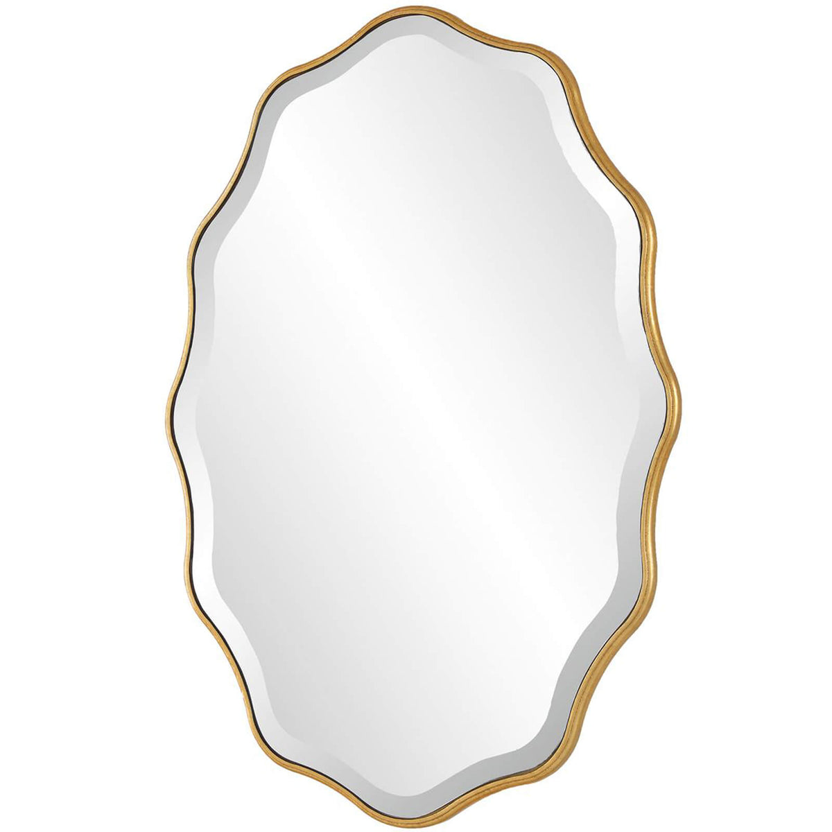 Keiichi Capri Scalloped Oval Mirror in Gold, view 3