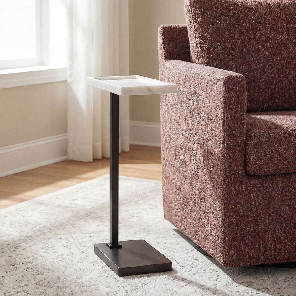 Keiichi Morgan Side Table in White Marble, view 2