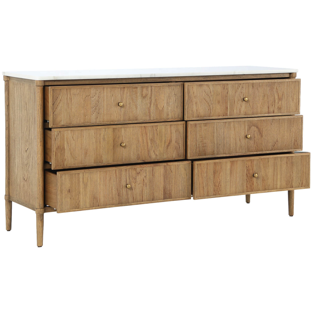 Keiichi Highgrove 6 Drawer Chest of Drawers with Marble Top, view 4
