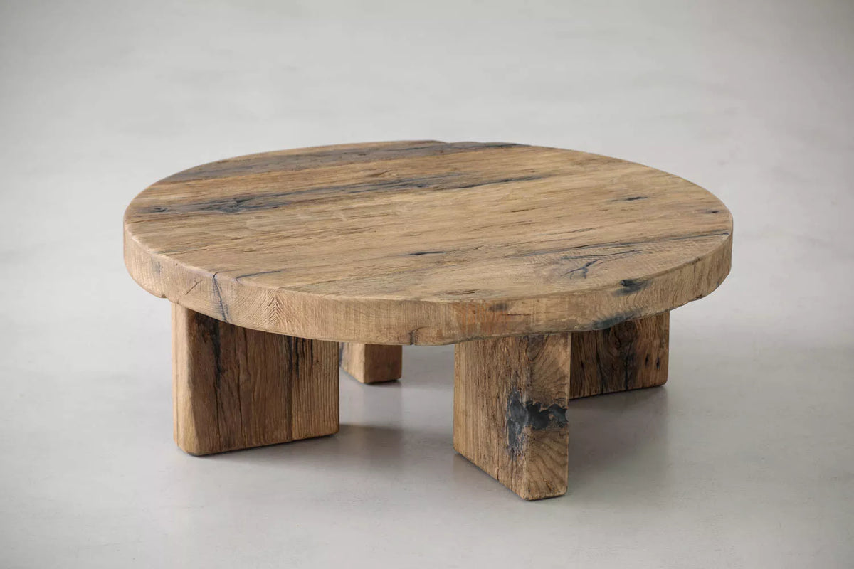 Keiichi Reclaimed Oak Coffee Table Round, view 4