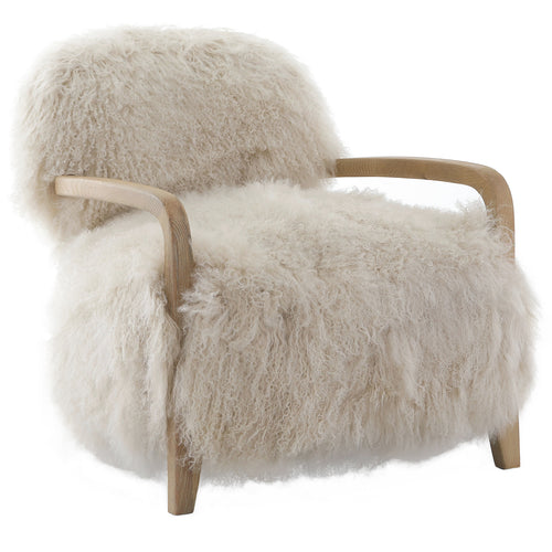 Keiichi Baaarb Accent Chair in Natural Real Long Sheepskin