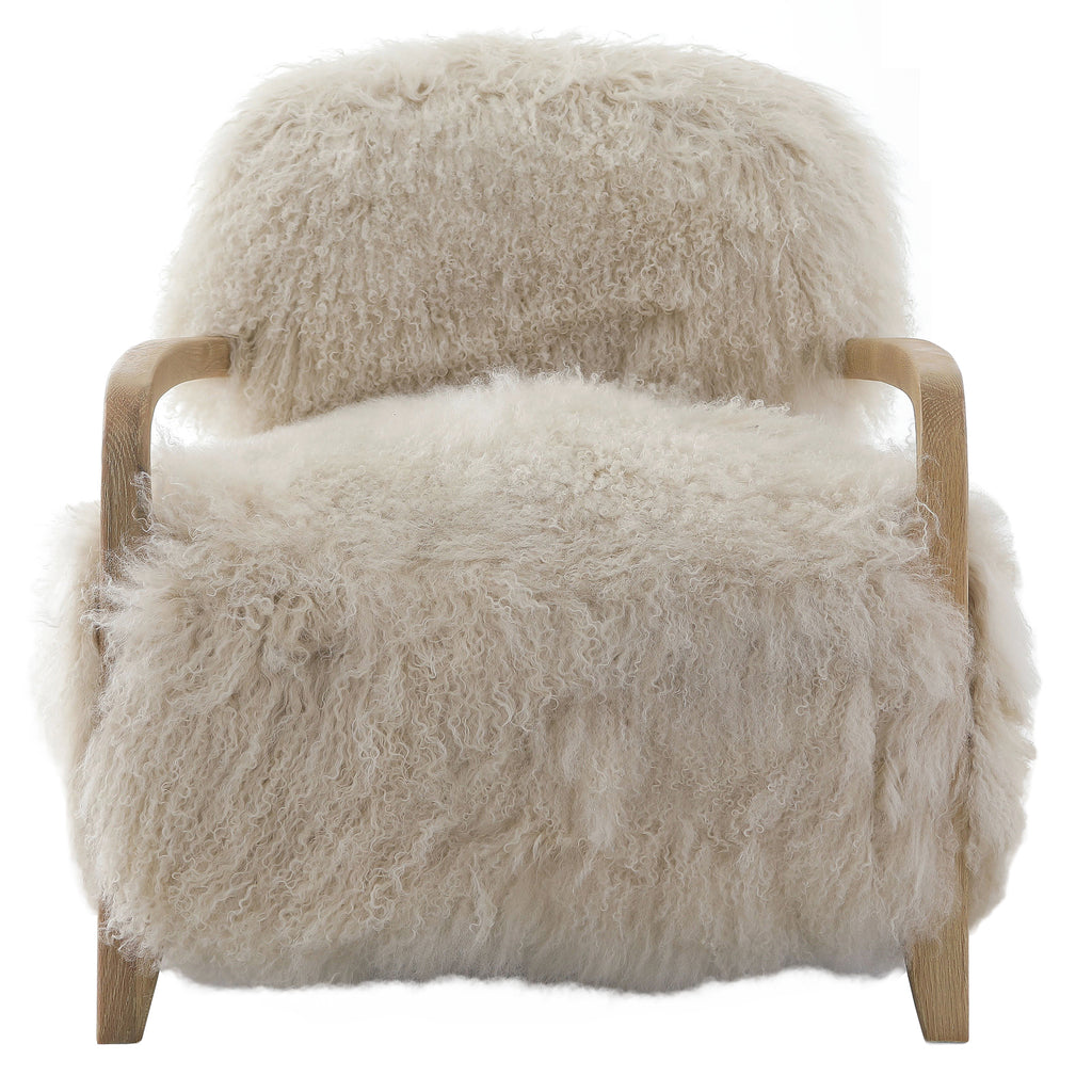 Keiichi Baaarb Accent Chair in Natural Real Long Sheepskin, view 3