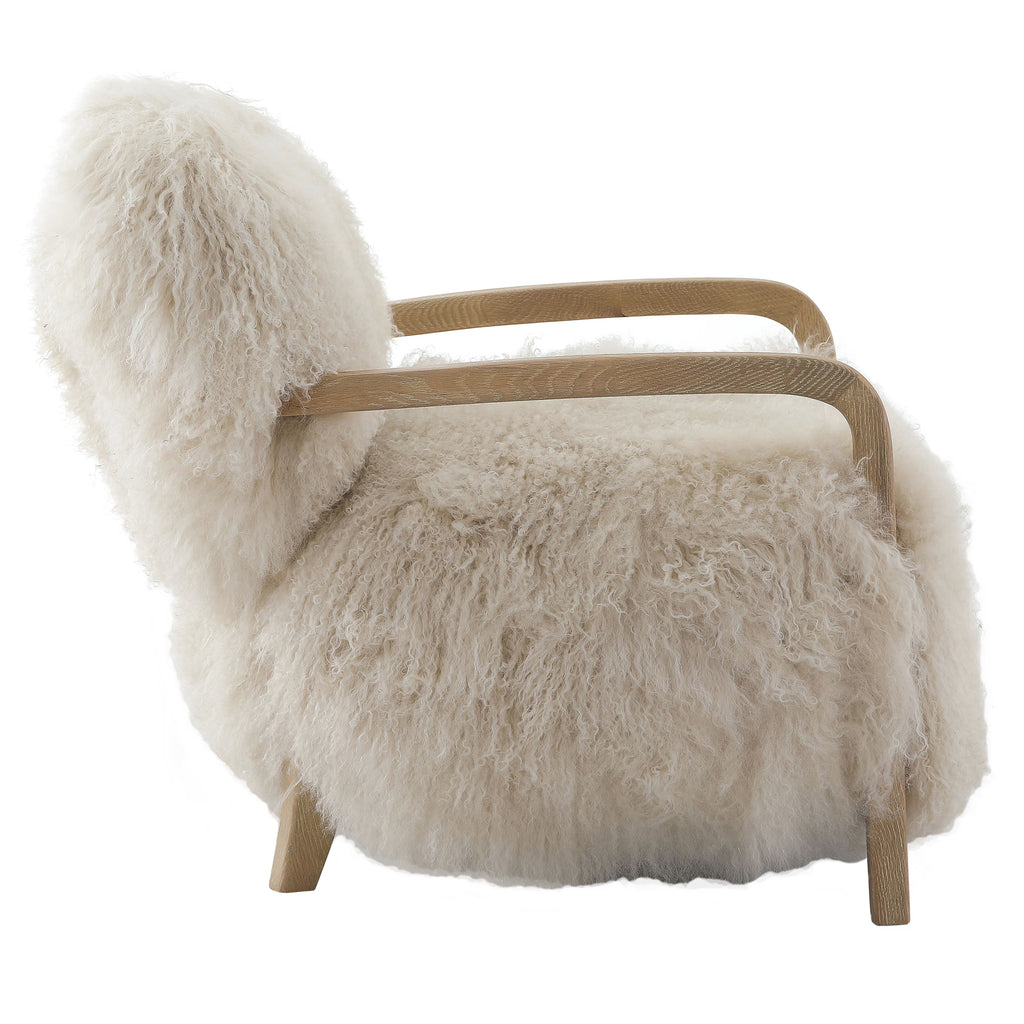 Keiichi Baaarb Accent Chair in Natural Real Long Sheepskin, view 4
