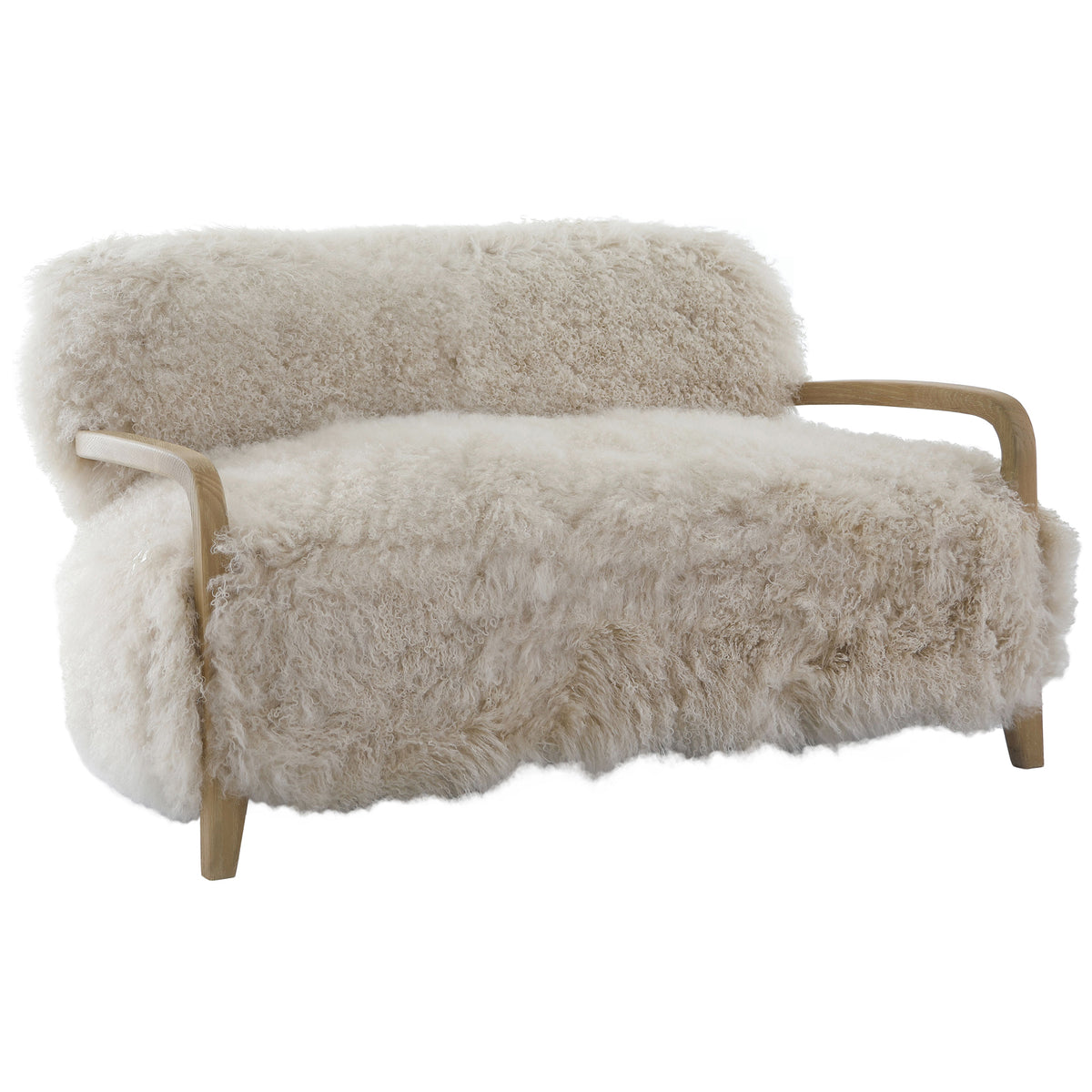 Keiichi Baaarb Sofa in Natural Real Long Sheepskin