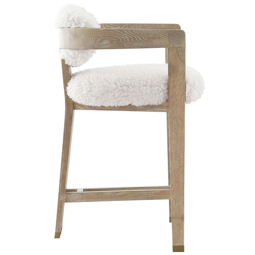 Keiichi Baaarb Counter Stool in Faux Sheepskin, view 6