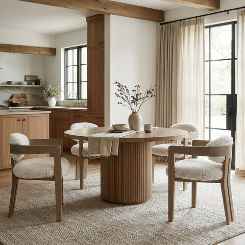 Keiichi Baaarb Dining Chair in Faux Sheepskin, view 2