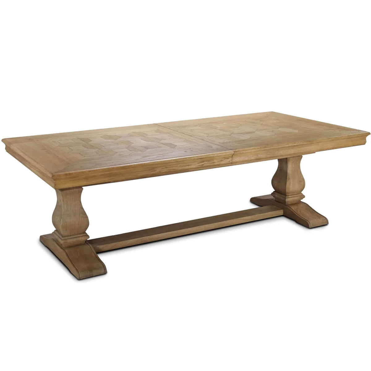 Keiichi Bath Extending Oak Parquet Dining Table - 180-280cm