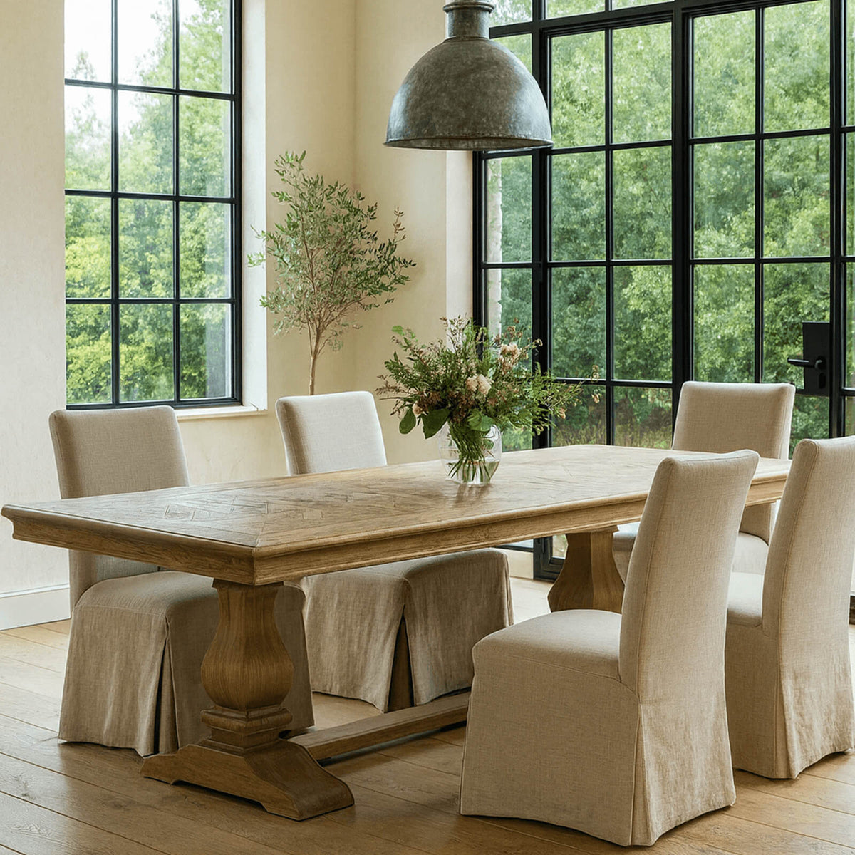 Keiichi Bath Extending Oak Parquet Dining Table - 180-280cm, view 2