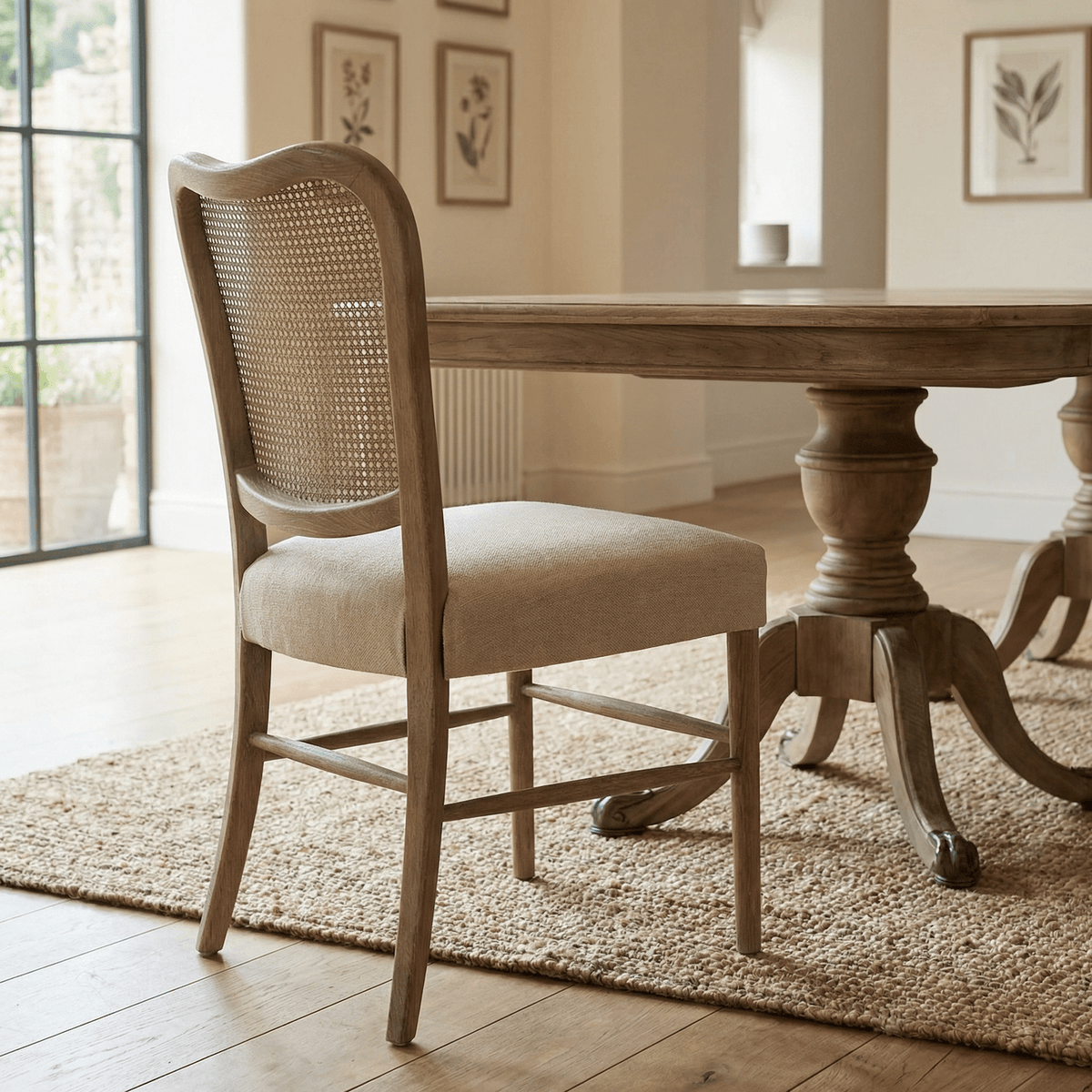 Keiichi Chadlington Rattan and Natural Linen Dining Chair, view 2