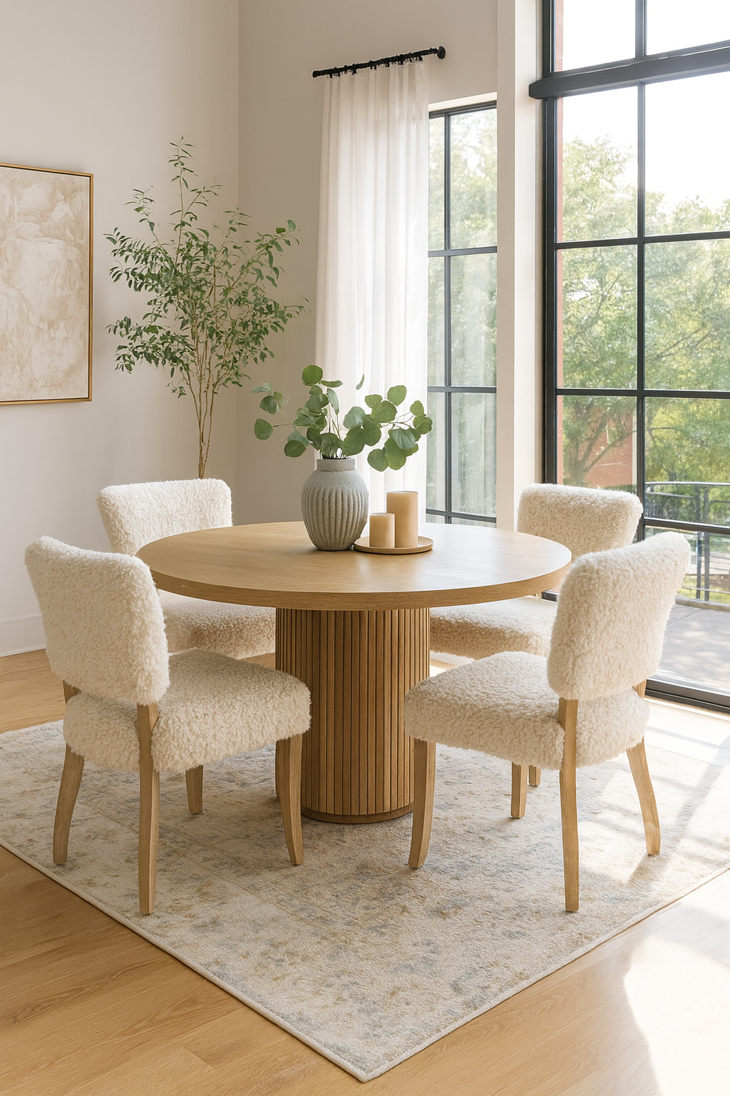 Keiichi Reeded Round Dining Table in Oak - 140cm, view 2