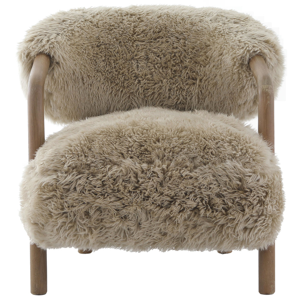 Keiichi Cotswold Lion Accent Chair in Real Sheepskin, view 2