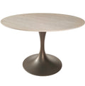 Keiichi Sutton Round Dining Table in Travertine Ceramic - 120cm