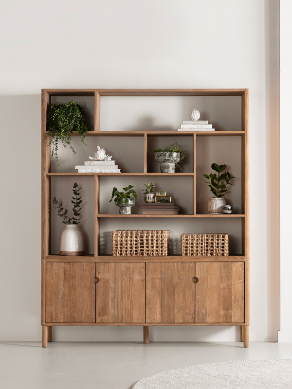 DTP Home Bookcase Apollo, 4 doors, 8 open racks in a room setting