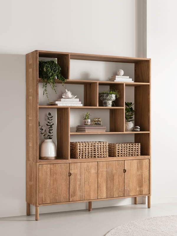 DTP Home Bookcase Apollo, 4 doors, 8 open racks in a room setting