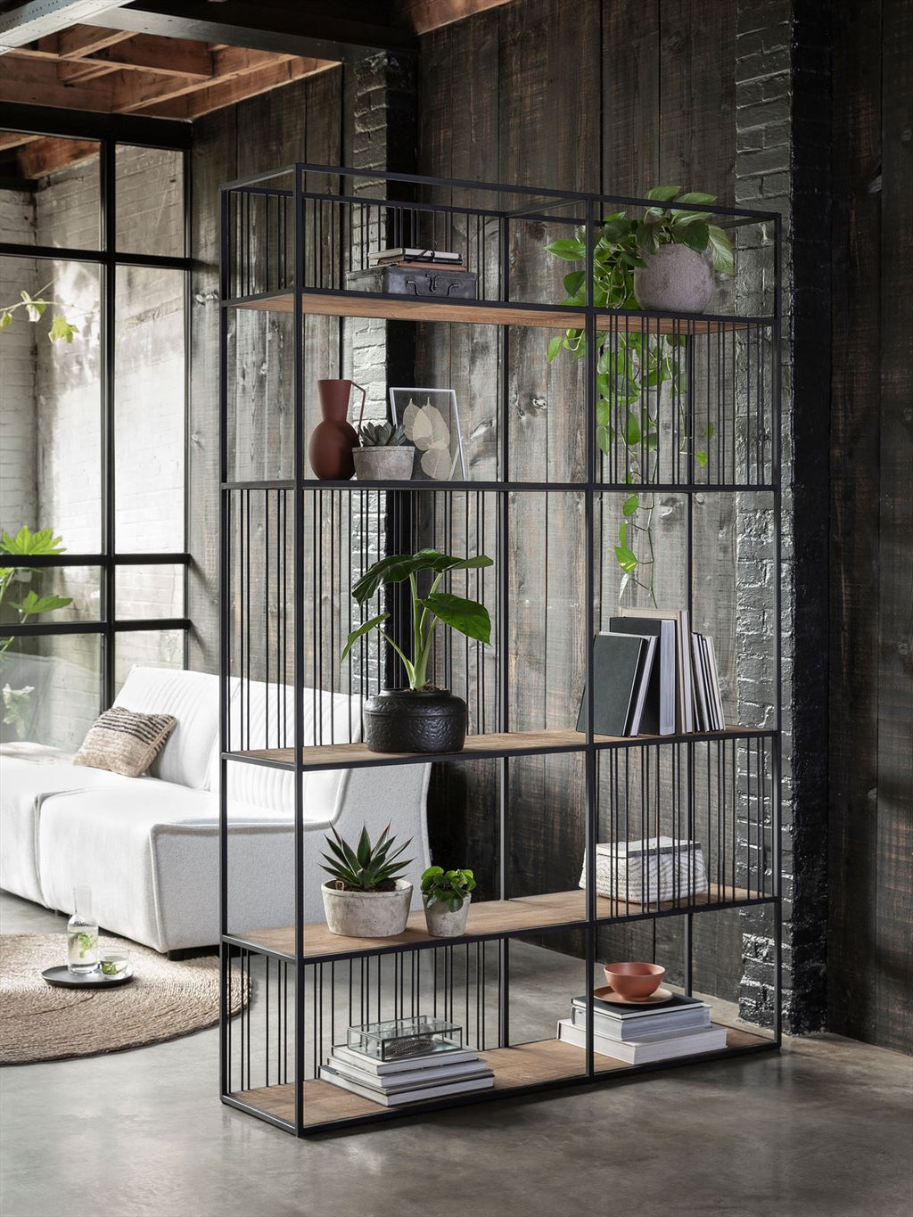 DTP Home Bookrack / Roomdivider Barra large, 5 shelves in a room setting