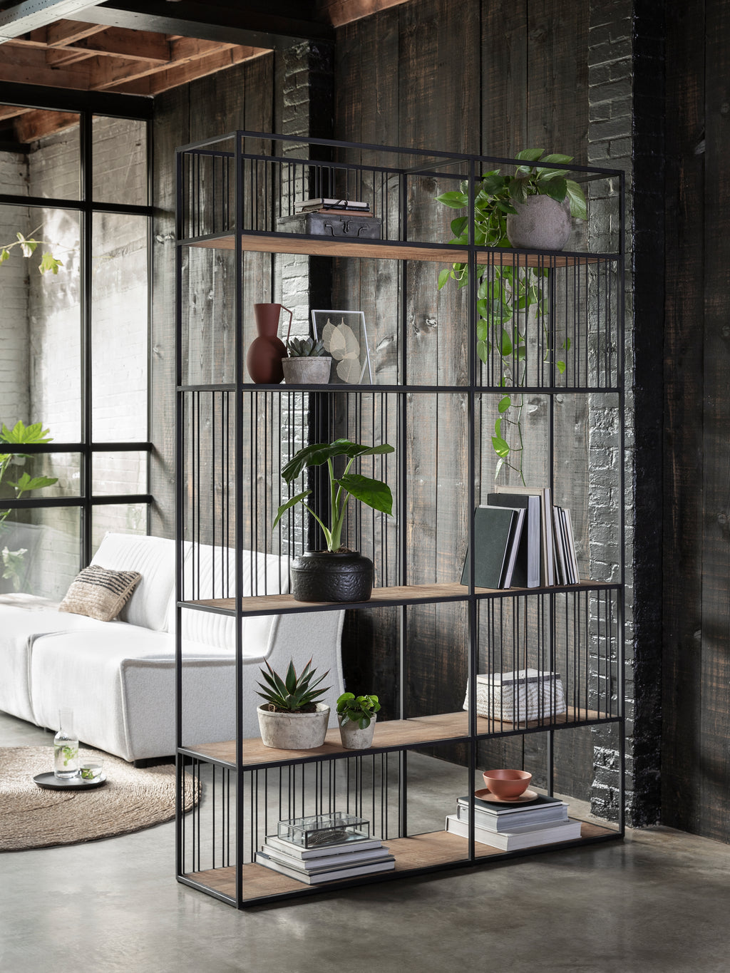 DTP Home Bookrack / Roomdivider Barra large, 5 shelves in a room setting