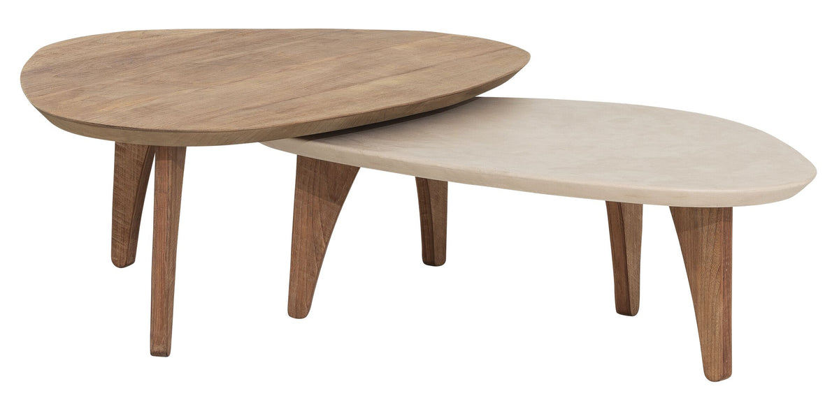 DTP Home Coffee table Bliss Mortex pebble TEAK/MORTEX, set of 2