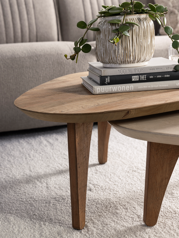 DTP Home Coffee table Bliss Mortex pebble TEAK/MORTEX, set of 2 detail