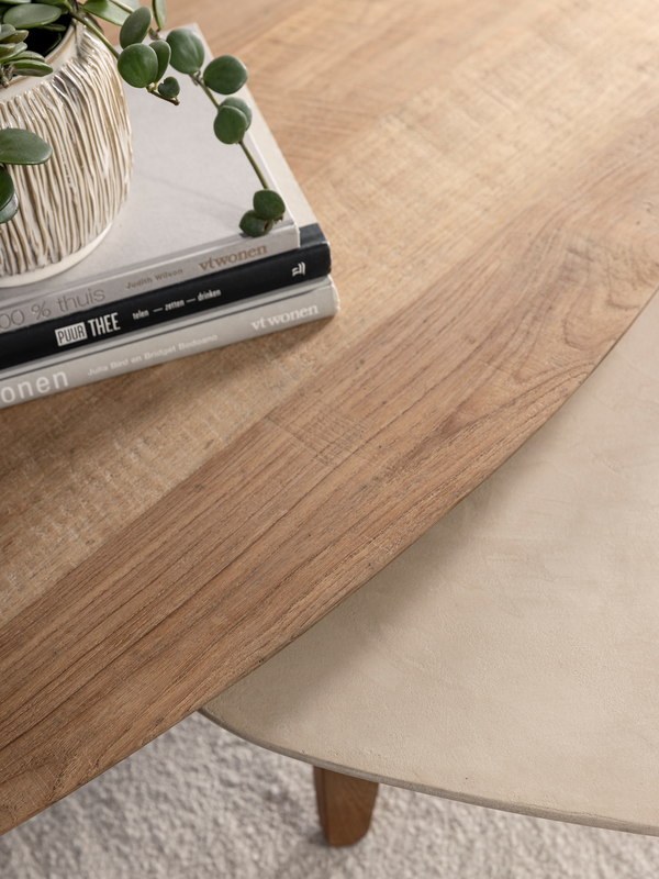DTP Home Coffee table Bliss Mortex pebble TEAK/MORTEX, set of 2 detail