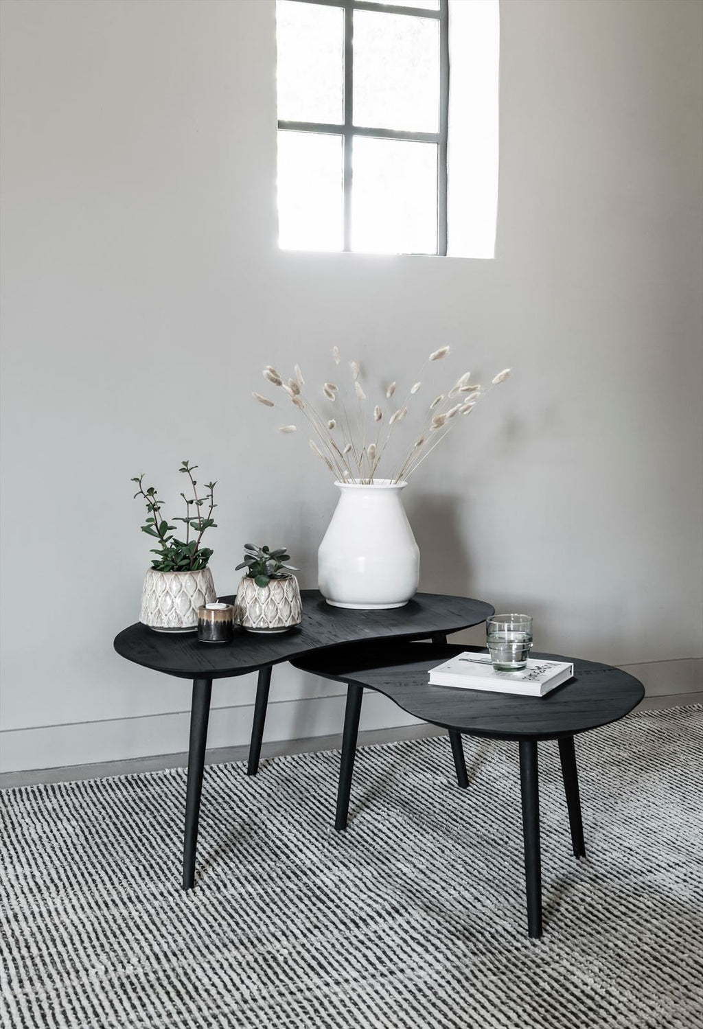 DTP Home Coffee table Organus BLACK, set of 2 in a room setting