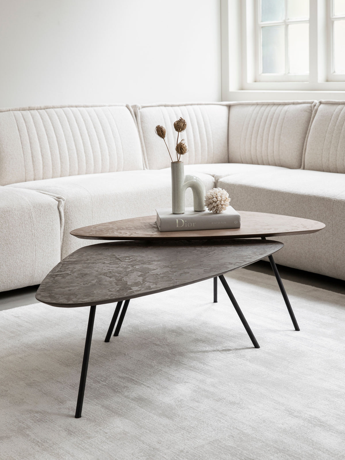 DTP Home Coffee table Plectro Earth, set of 2 in a room setting