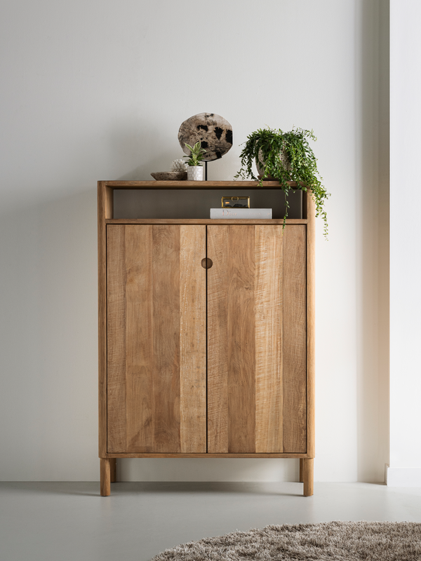 DTP Home Cupboard Apollo low, 2 doors, 1 open rack in a room setting