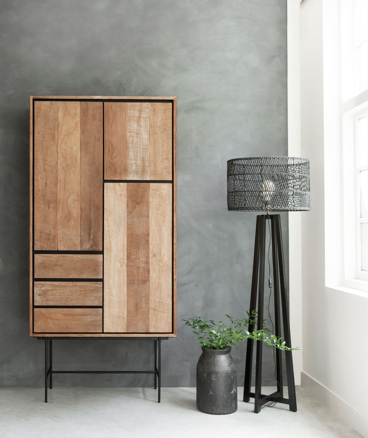 DTP Home Cupboard Metropole high, 3 doors, 3 drawers in a room setting