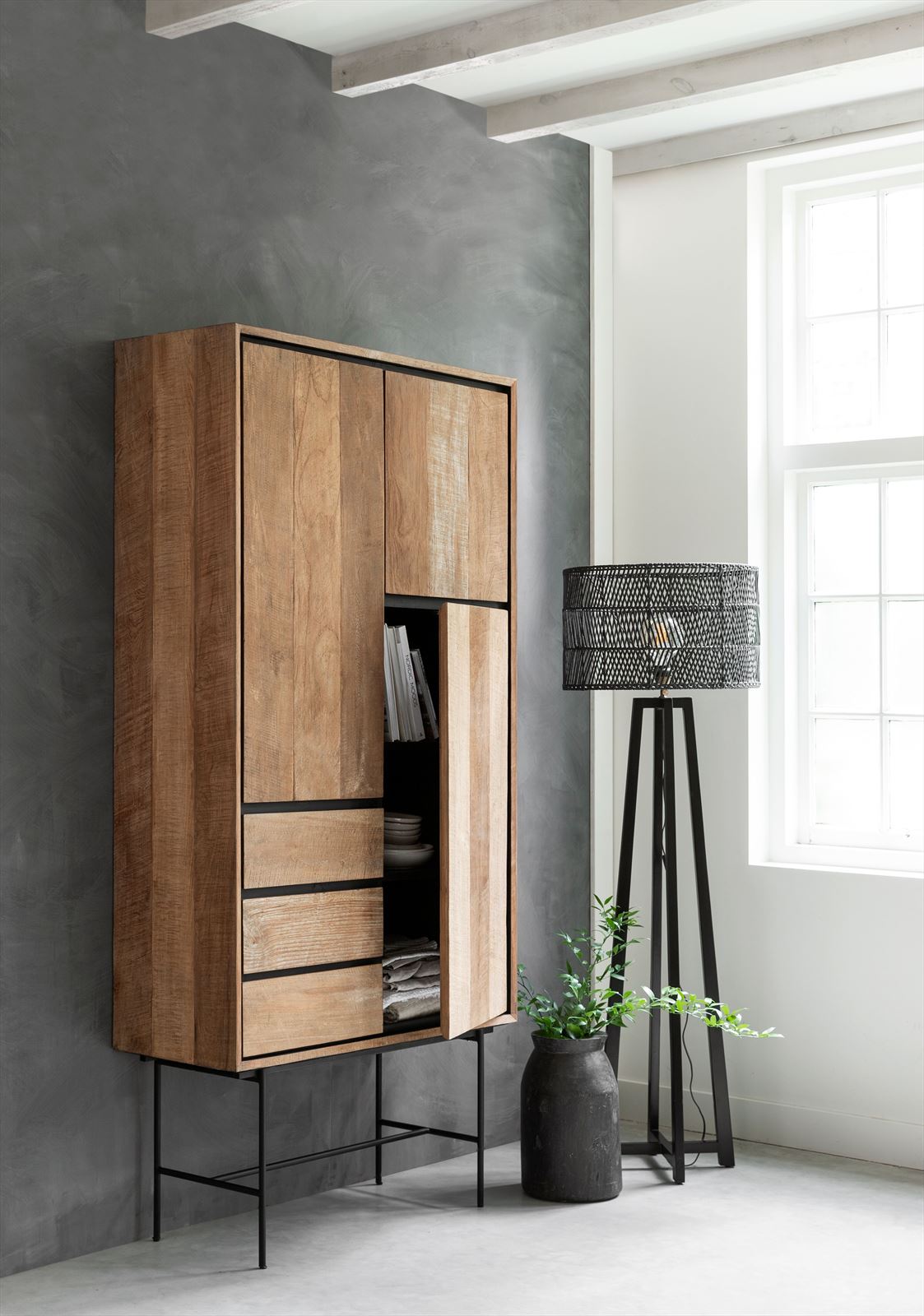 DTP Home Cupboard Metropole high, 3 doors, 3 drawers in a room setting
