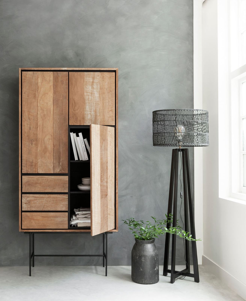 DTP Home Cupboard Metropole high, 3 doors, 3 drawers in a room setting