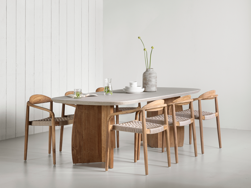DTP Home Dining table Nova Travertin rectangular in a room setting