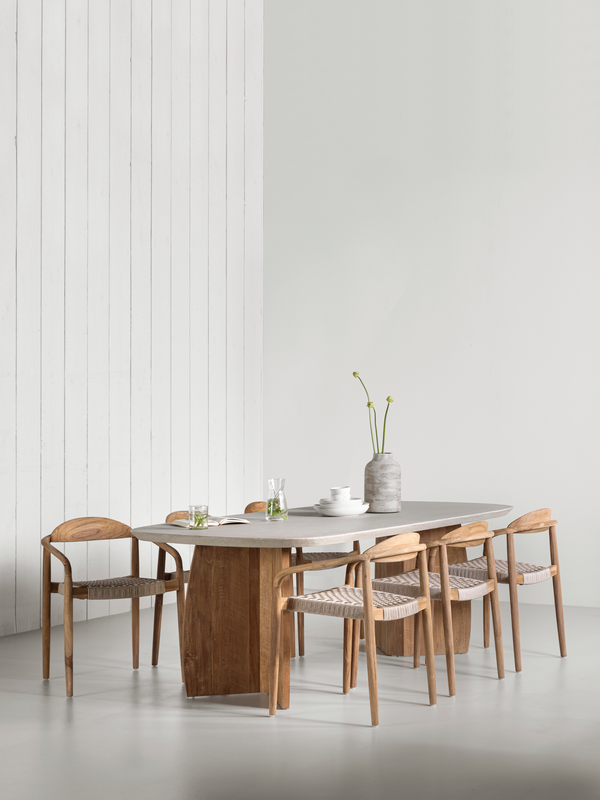 DTP Home Dining table Nova Travertin rectangular in a room setting