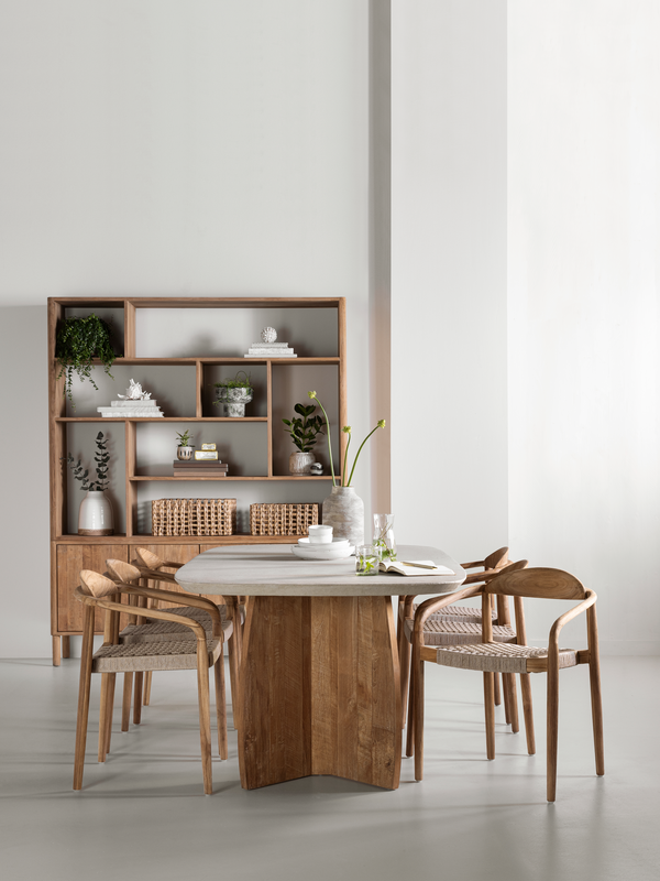 DTP Home Dining table Nova Travertin rectangular in a room setting