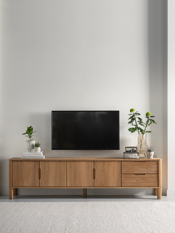DTP Home TV stand Forte, 4 doors, 2 drawers in a room setting