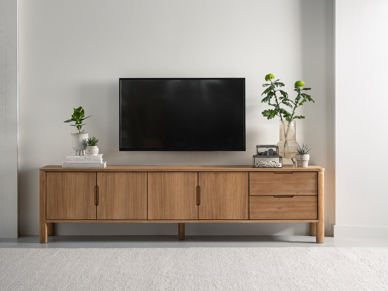 DTP Home TV stand Forte, 4 doors, 2 drawers in a room setting